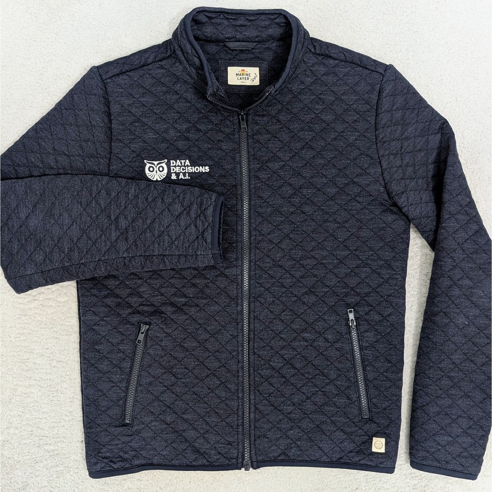 Marine‎ Layer Mens Sm Navy Blue Tremont Corbet Full-Zip Quilted Jacket Viscose